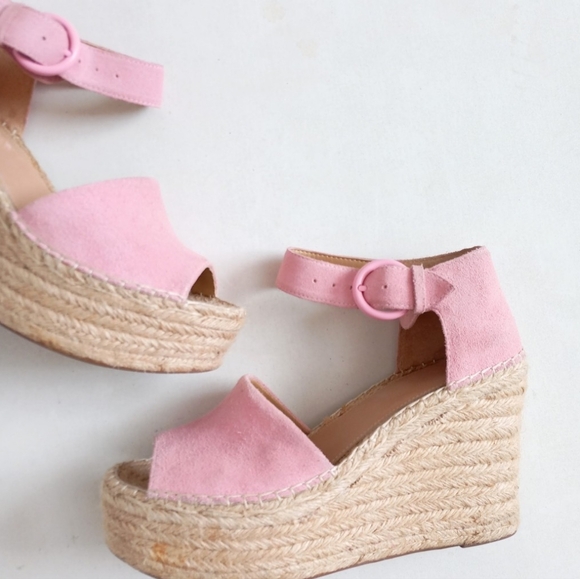 Marc Fisher suede pink wedge platform espadrille sandals - Picture 8 of 16